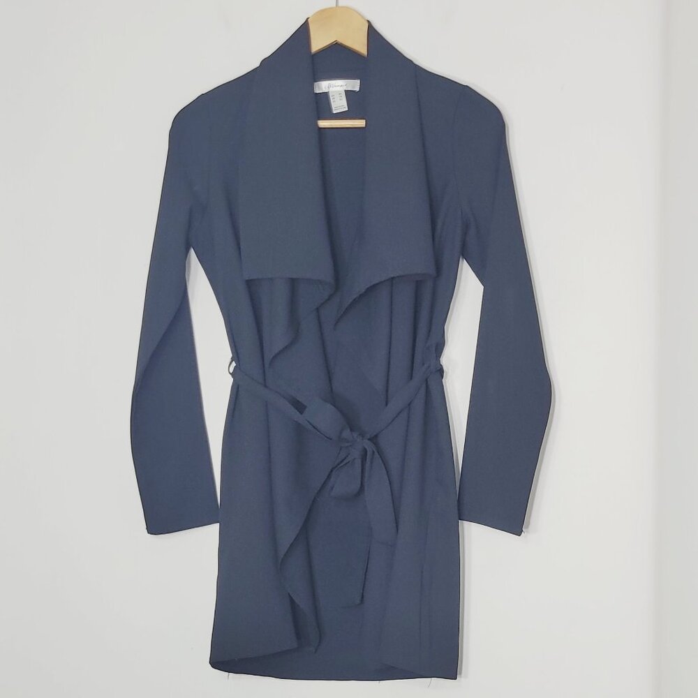 Revamped Women's Black Long Sleeve Tie Waist Open Front Blazer Cardigan Business